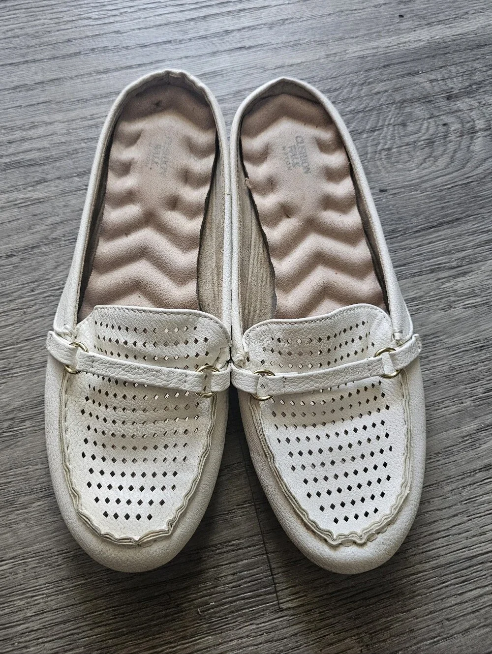 Women’s Cream Perforated Slip-On Loafers